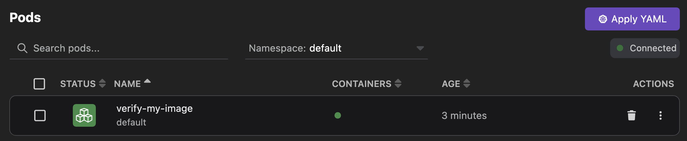 verify-my-image pod running